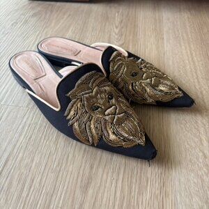 Alberta Ferretti Mules Gold Black Size 36